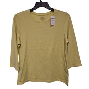 Chico's Collette Top The Ultimate Tee Soft Lime  Size Large Chicos Size 2 Nwt